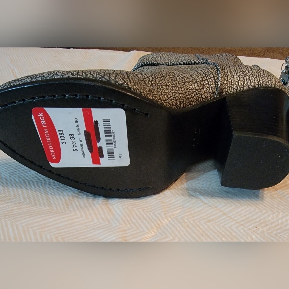 Rag & Bone Limited Edition Newbury Silver Gunmetal Metallic Ankle Bootie Size 8 - Picture 7 of 10